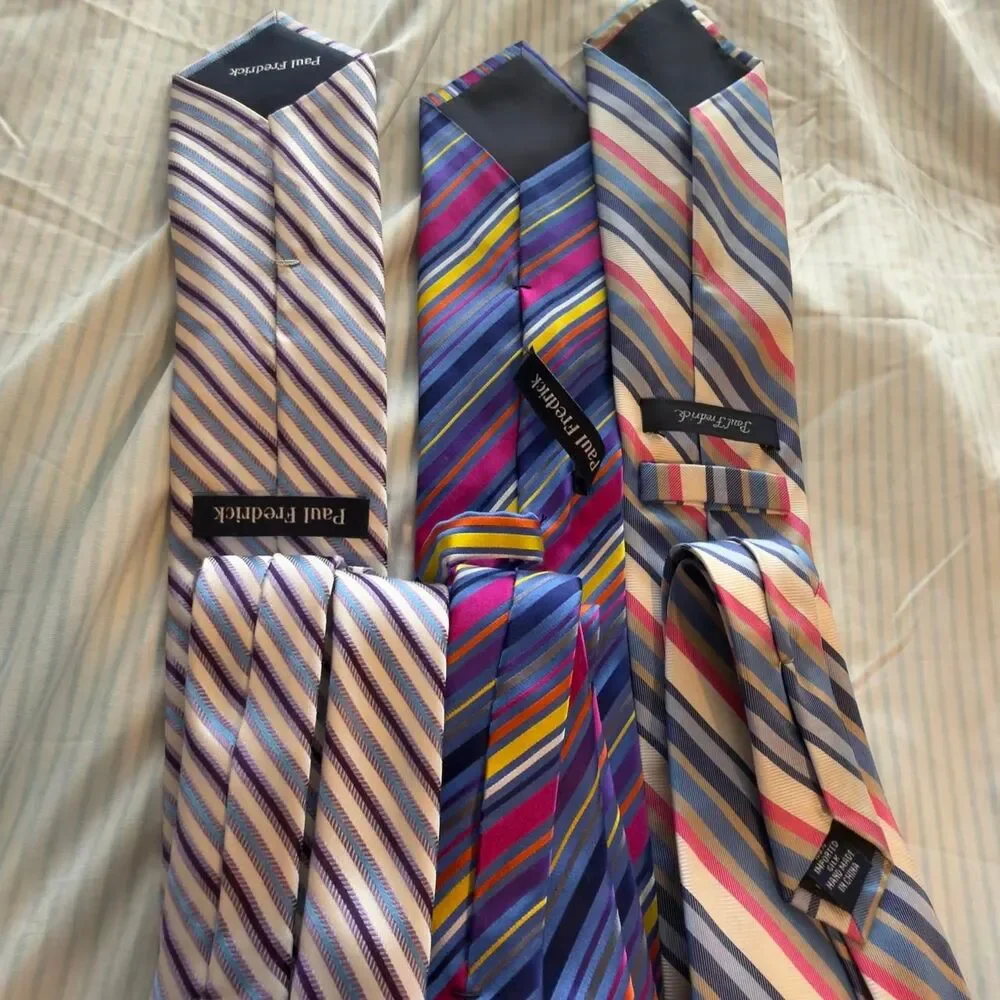 Paul Fredrick Lot of 6 Men's Striped 100% Silk Neckties  #preppy #formalwear